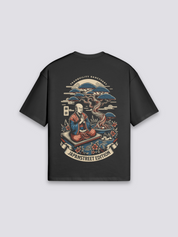 Camiseta estampada monje y bonsái estampado japonés oversize
