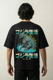 Camiseta monstruo gigante kaijū estampado japonés oversize Ropa Japonesa