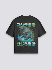 Camiseta monstruo gigante kaijū estampado japonés oversize