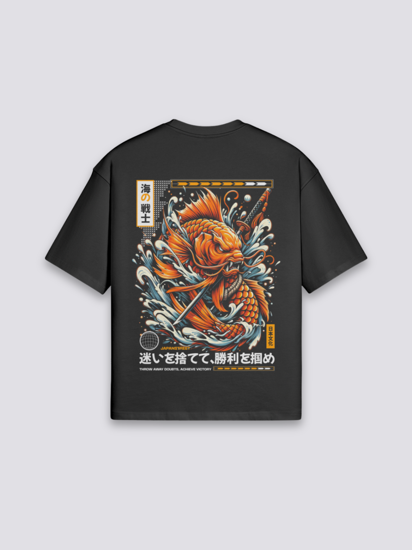 Camiseta carpa koi en la ola estampado japonés oversize