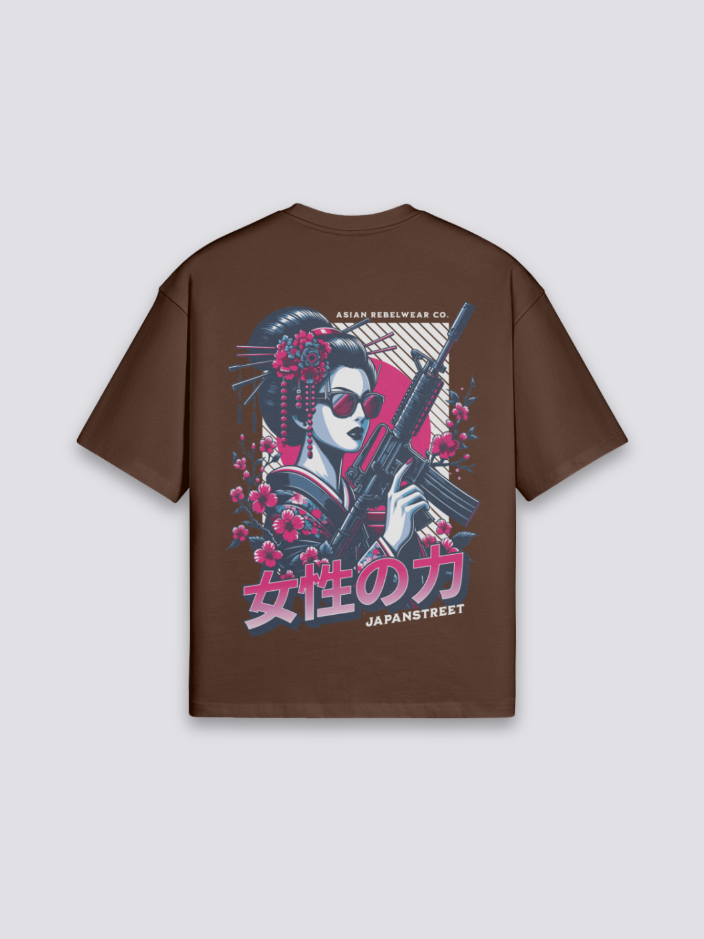 Camiseta calle rebelde rebellewear marrón estampado japonés oversize
