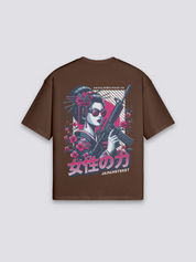 Camiseta calle rebelde rebellewear marrón estampado japonés oversize
