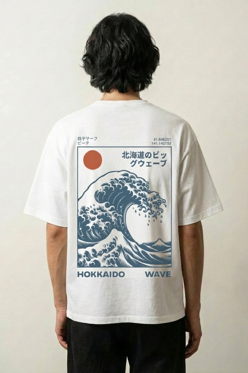 Camiseta Ola de Kanagawa estampado japonés oversize Ropa Japonesa