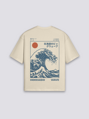 Camiseta Ola de Kanagawa estampado japonés oversize