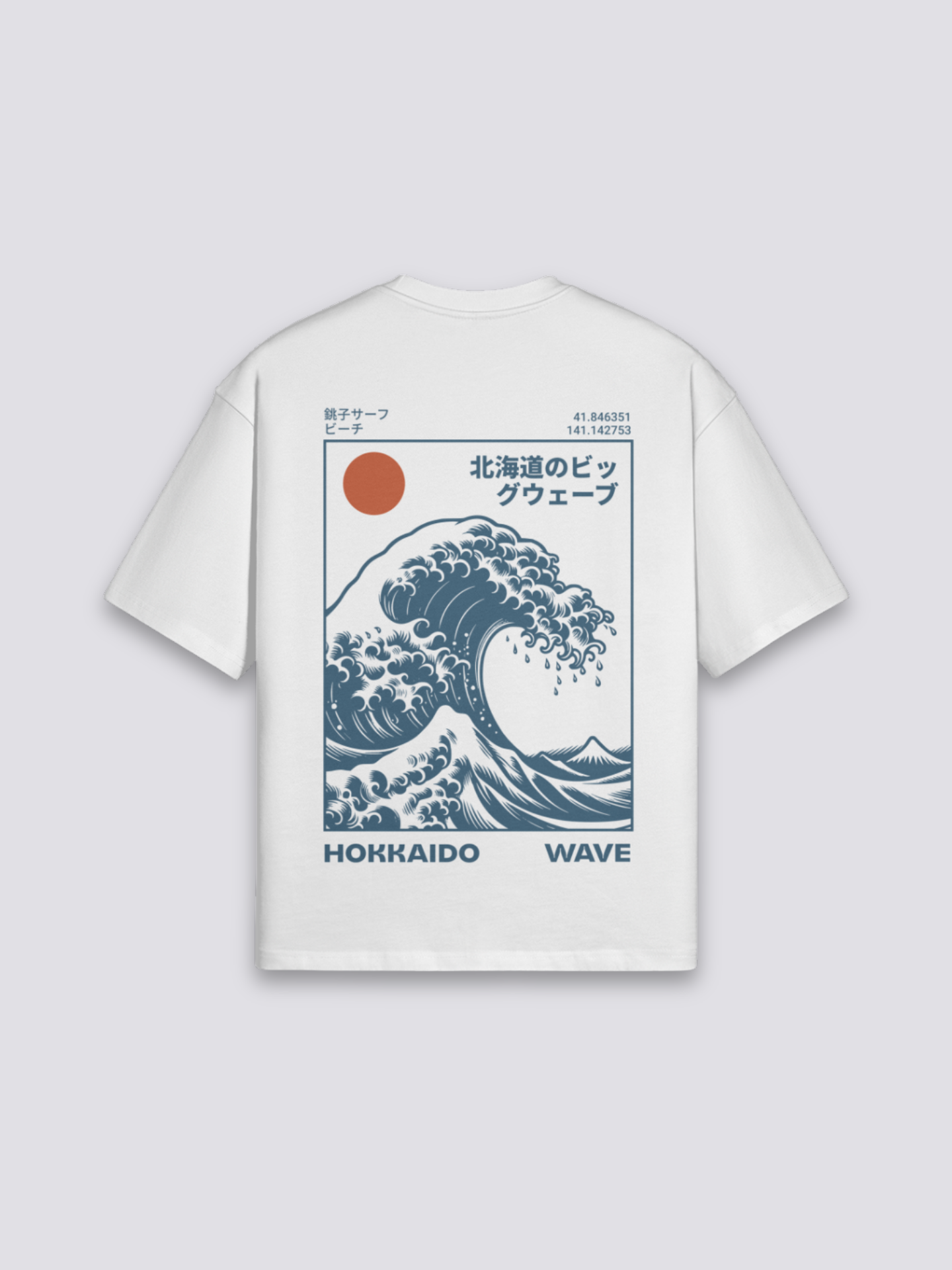 Camiseta Ola de Kanagawa blanco estampado japonés oversize
