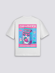 Camiseta kawaii leche de fresa estampado japonés oversize