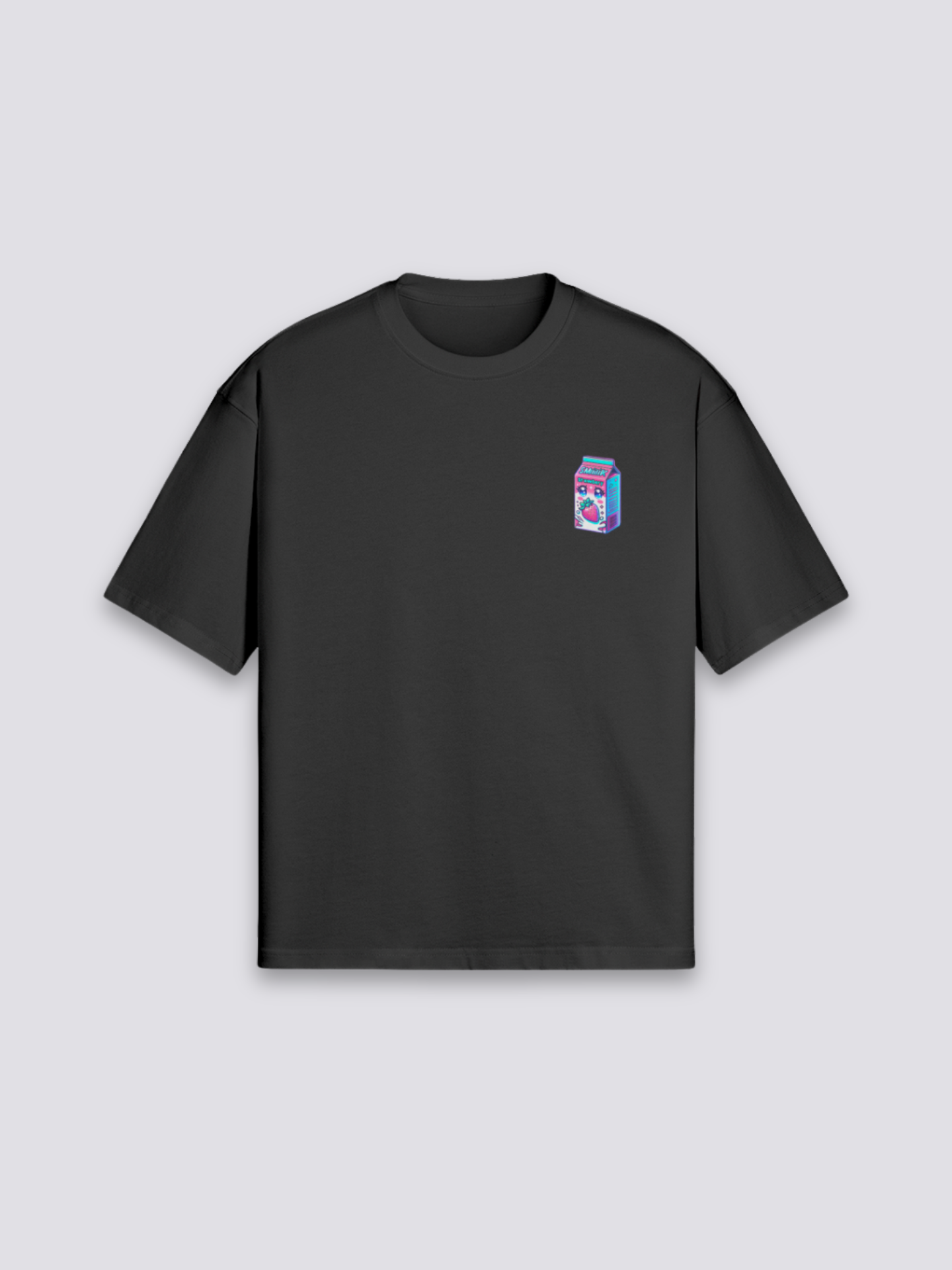 Camiseta kawaii leche de fresa estampado japonés oversize