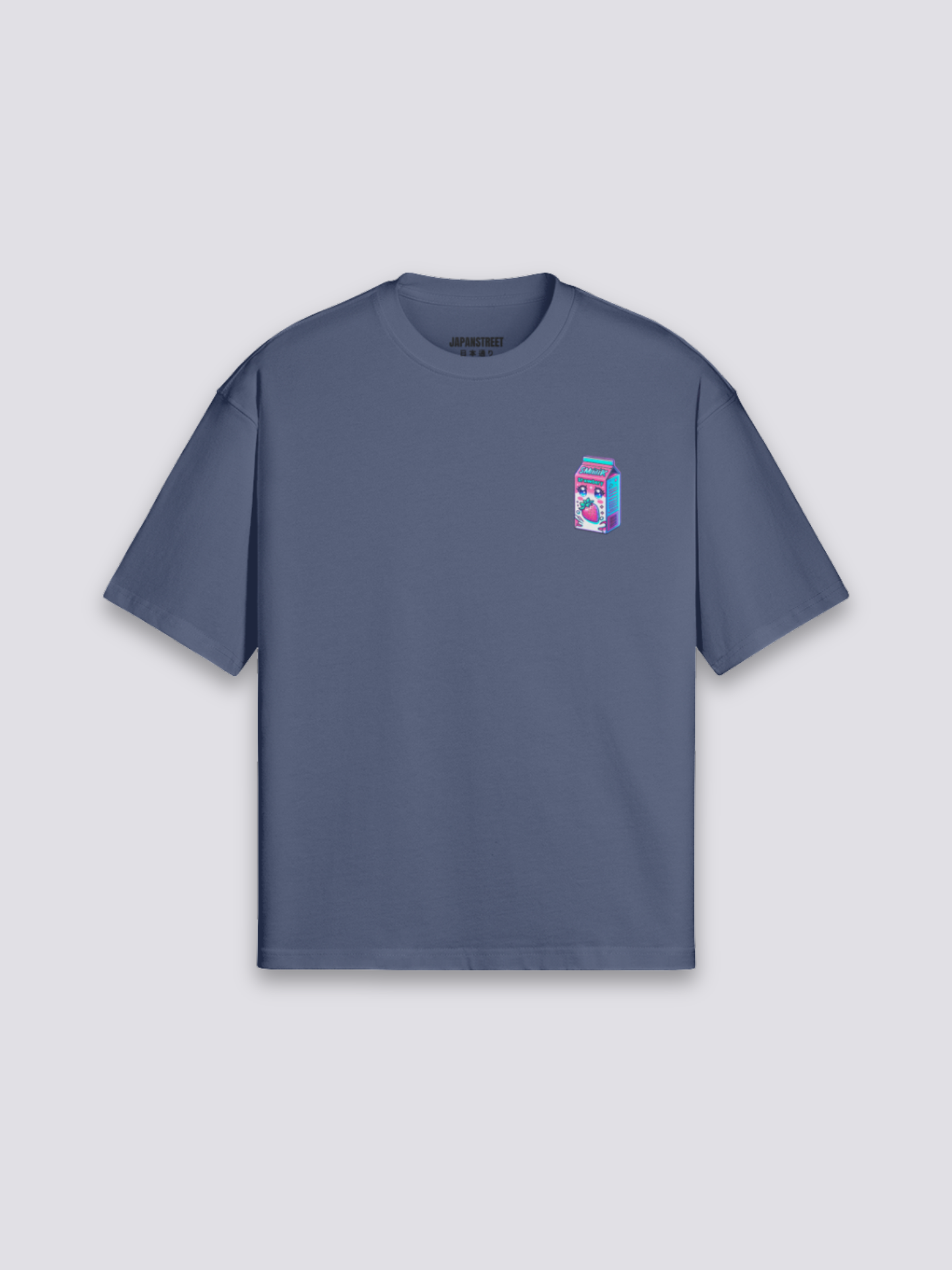 Camiseta kawaii leche de fresa estampado japonés oversize