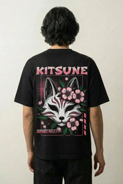 Camiseta Kitsune estampado japonés oversize Ropa Japonesa