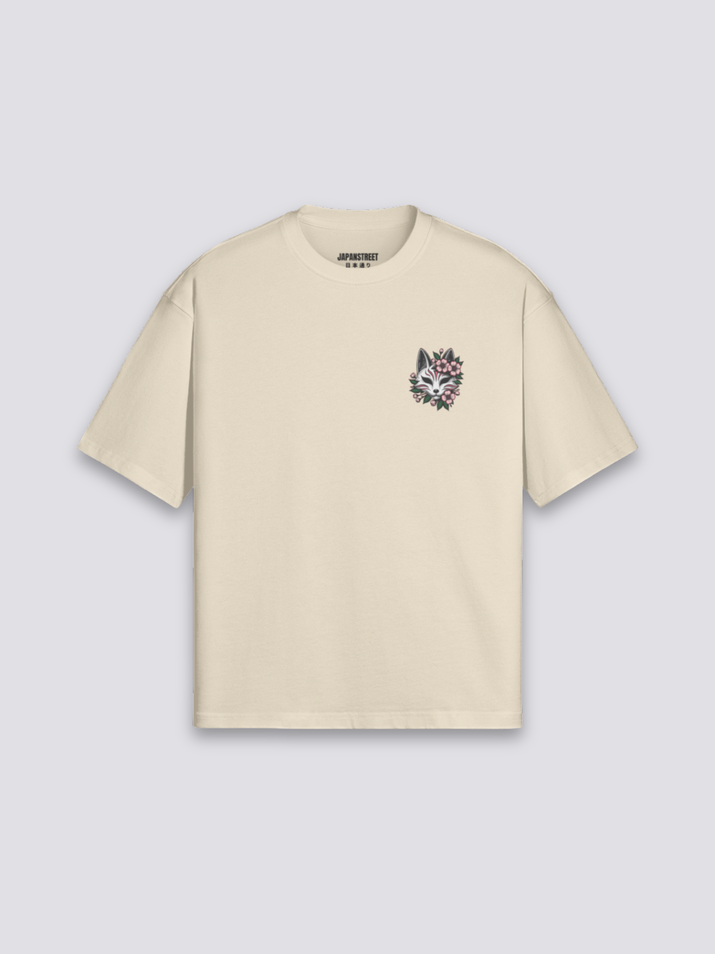 Camiseta Kitsune estampado japonés oversize