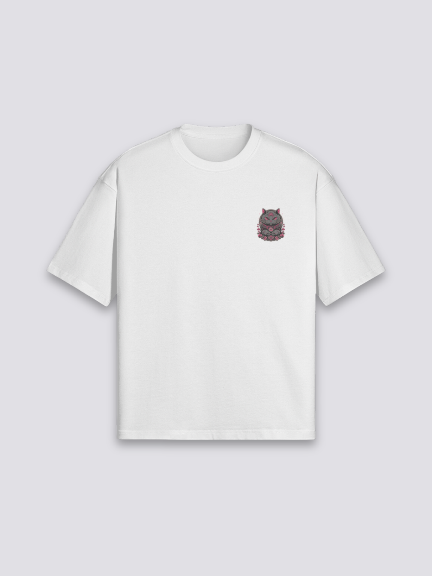 Camiseta maneki neko gato de la suerte estampado japonés oversize