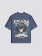Camiseta mariposa japonesa azul marino estampado japonés oversize