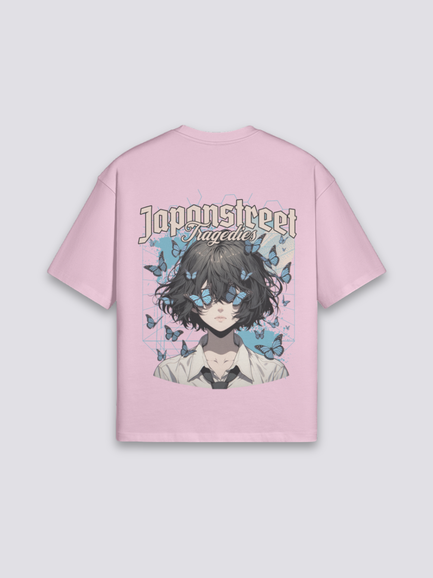 Camiseta mariposa japonesa rosa estampado japonés oversize