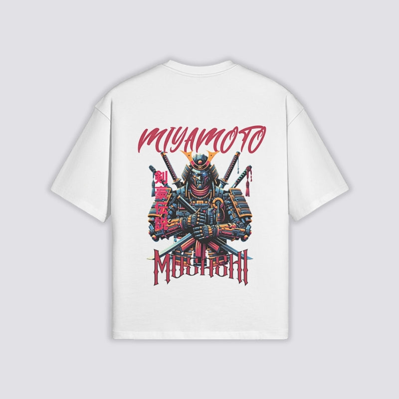 Camiseta Miyamoto Musashi - 二天一流 — Blanco