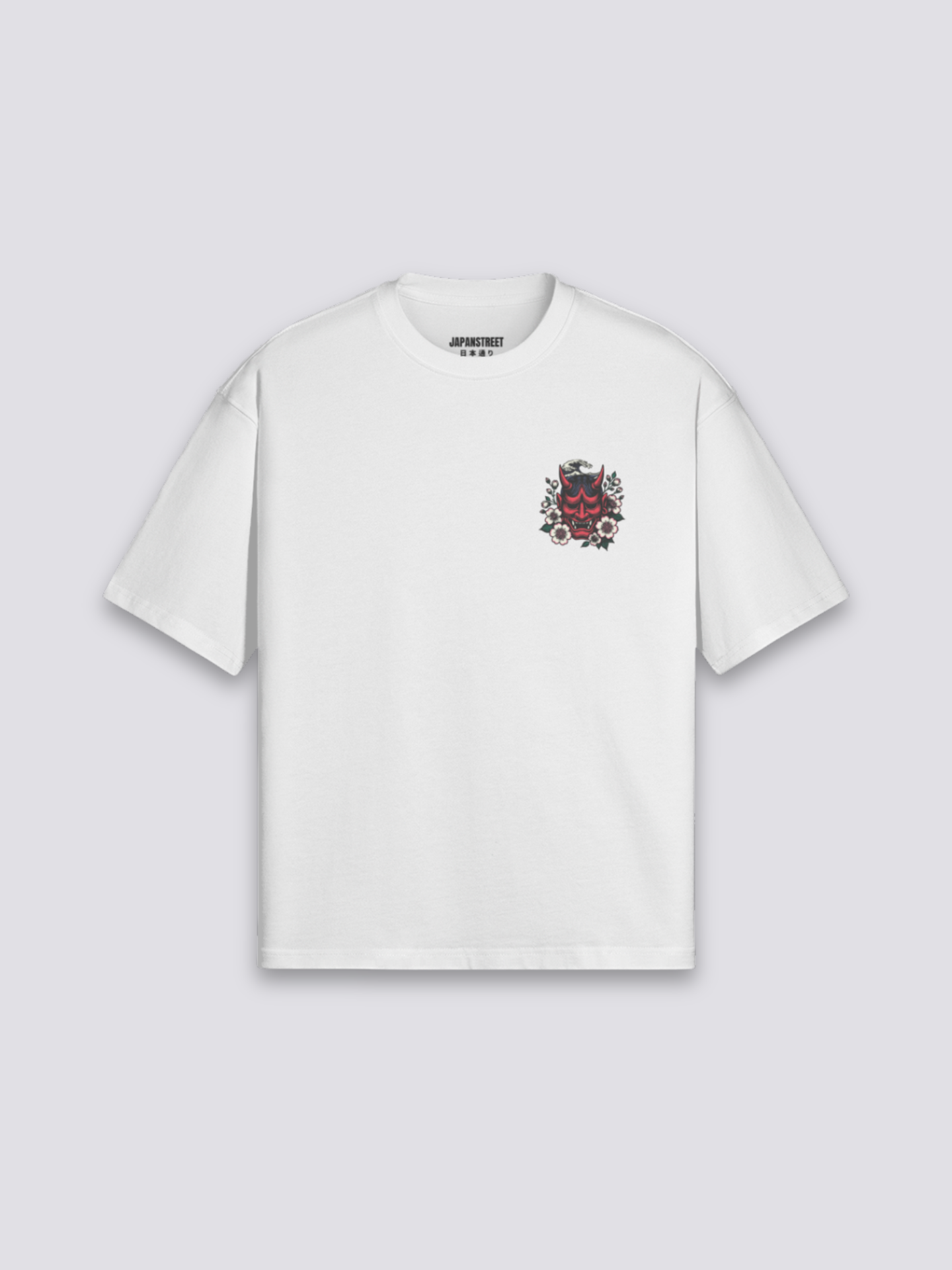 Camiseta Oni máscara hannya estampado japonés oversize