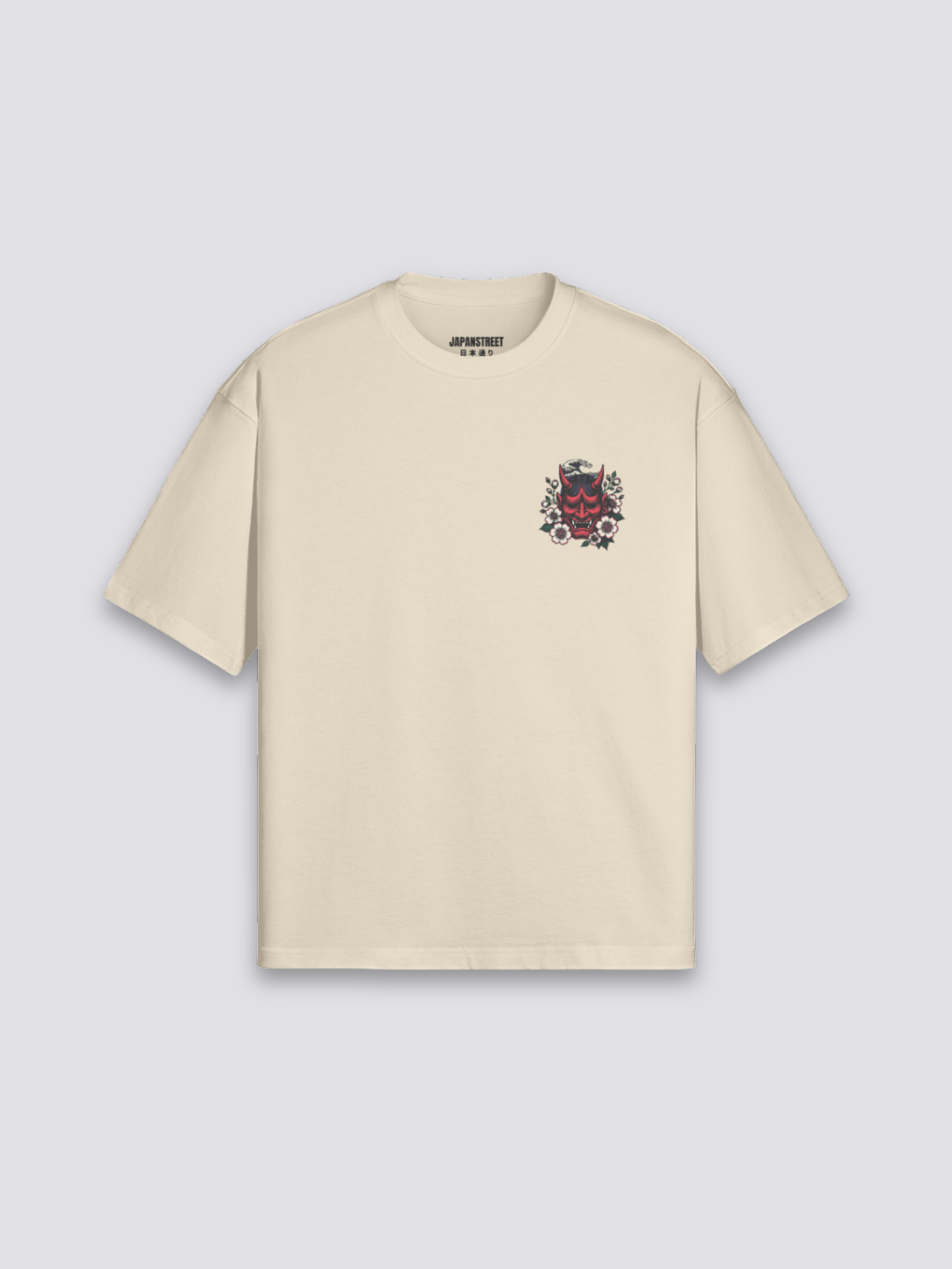 Camiseta Oni máscara hannya estampado japonés oversize