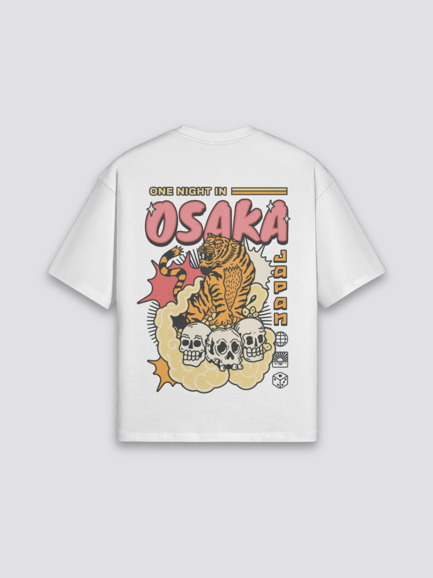 Camiseta Osaka tigre y calavera estampado japonés oversize
