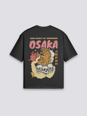 Camiseta Osaka tigre y calavera negro estampado japonés oversize