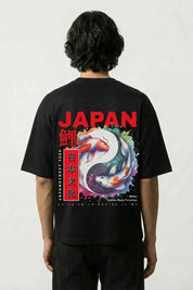 Camiseta carpa koi yin-yang estampado japonés oversize Ropa Japonesa