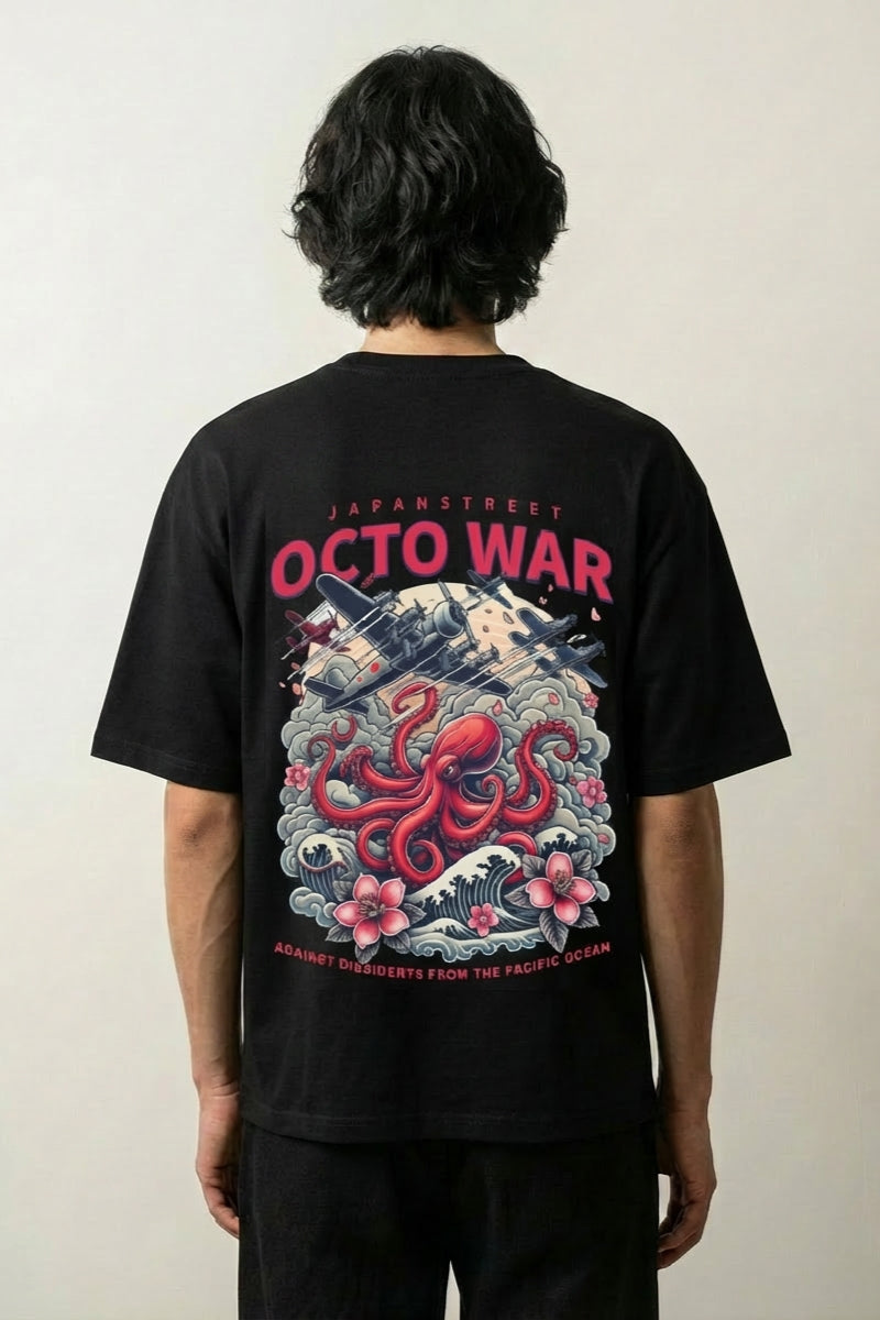 Camiseta pulpo japonés octo war estampado japonés oversize Ropa Japonesa