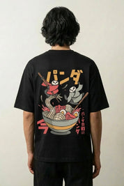 Camiseta ramen panda ninja estampado japonés oversize Ropa Japonesa
