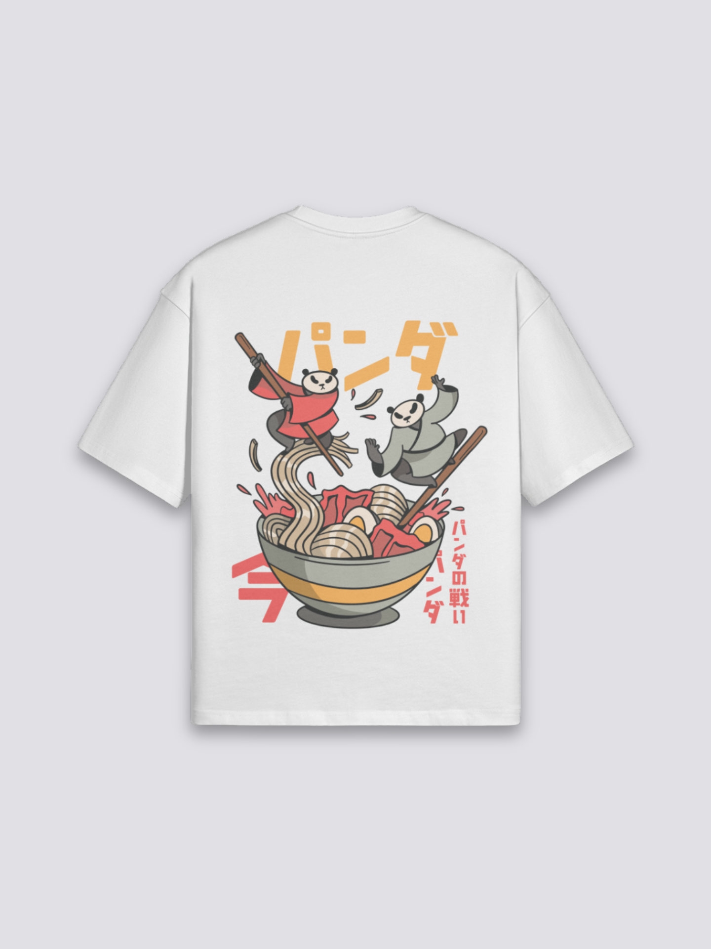Camiseta ramen panda ninja estampado japonés oversize