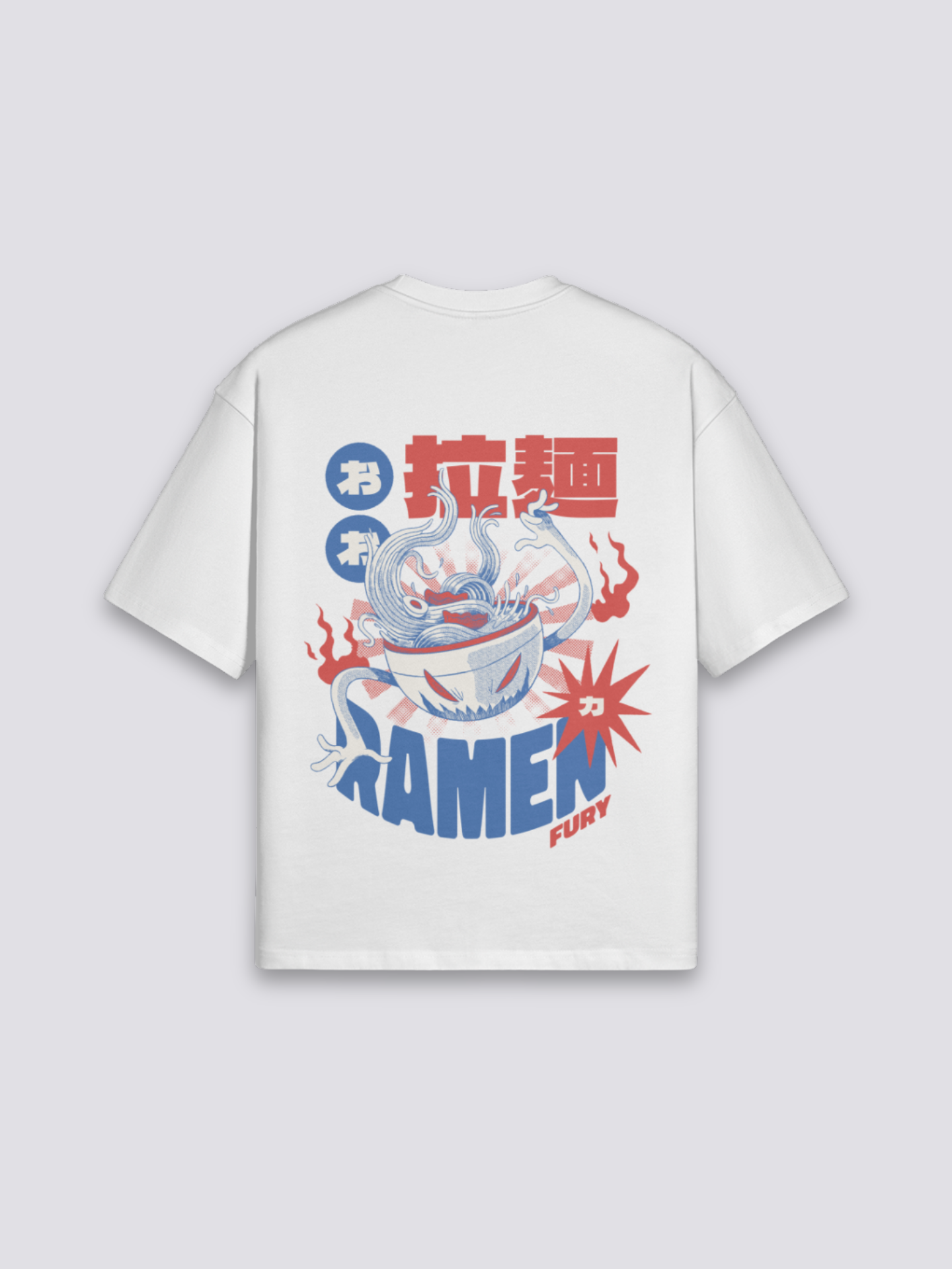 Camiseta ramen fury dragón estampado japonés oversize