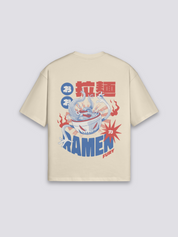 Camiseta ramen fury dragón beige estampado japonés oversize