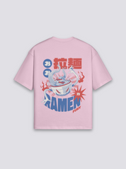 Camiseta ramen fury dragón rosa estampado japonés oversize
