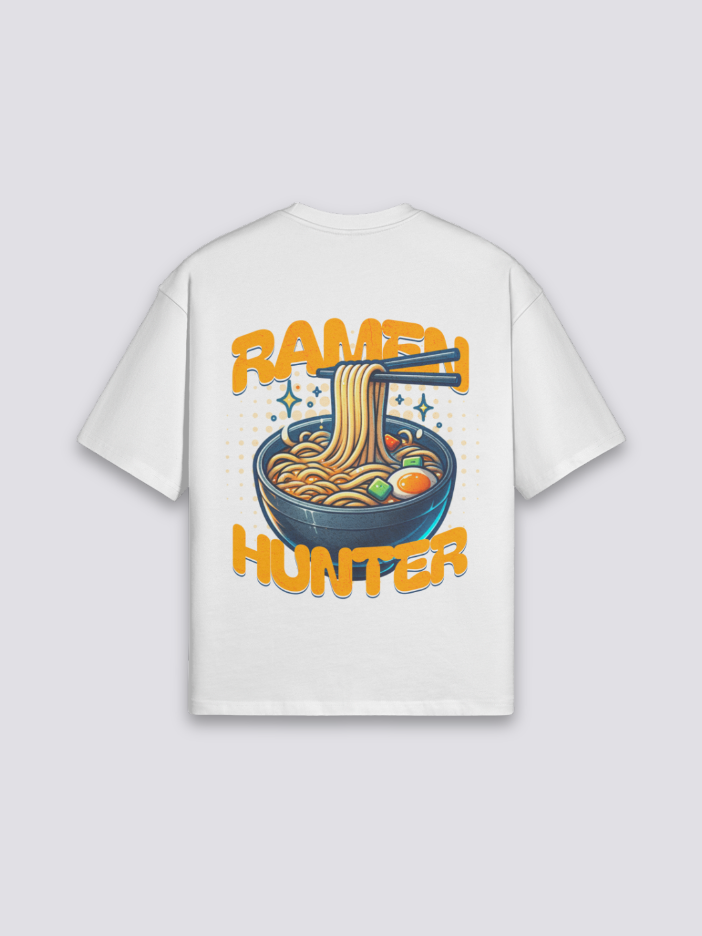 Camiseta noodles ramen hunter blanco estampado japonés oversize