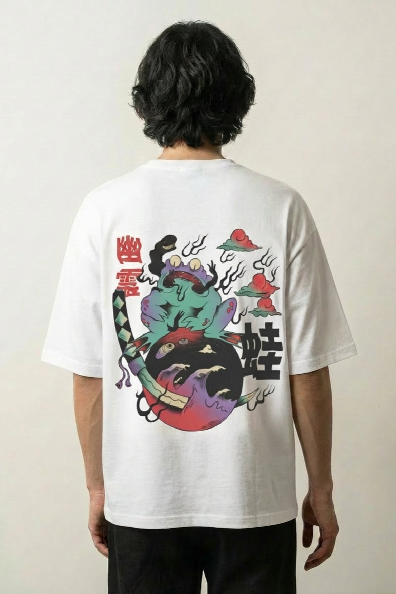 Camiseta retro japonesa rana samurái estampado japonés oversize Ropa Japonesa