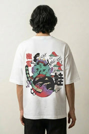 Camiseta retro japonesa rana samurái estampado japonés oversize Ropa Japonesa