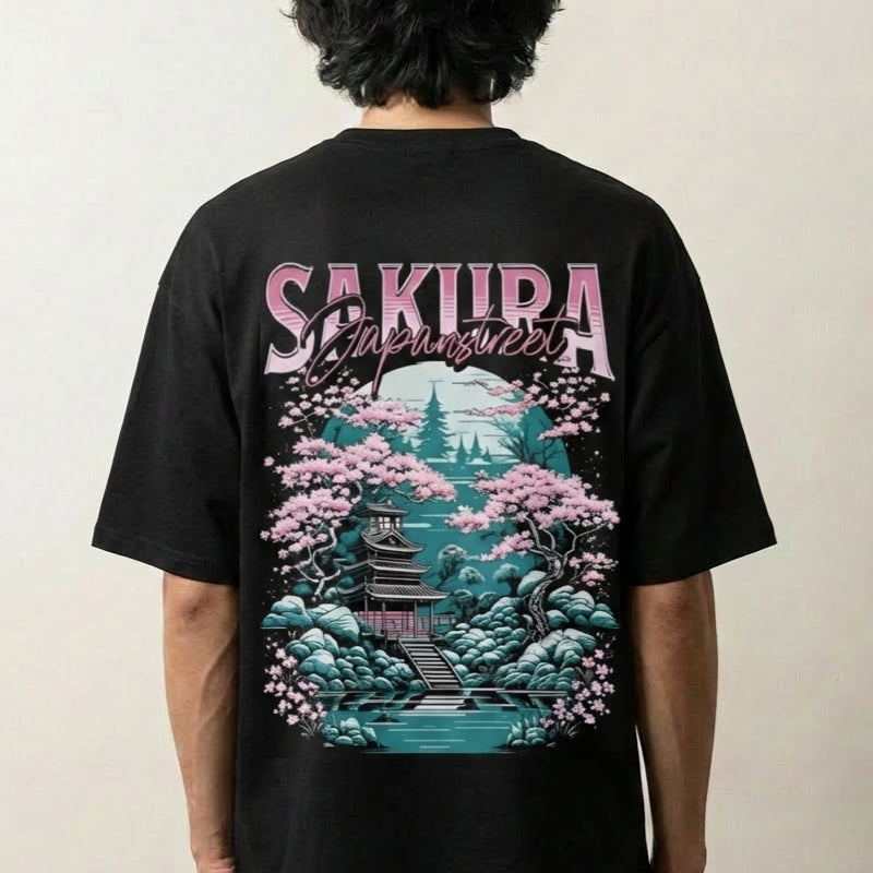 Camiseta Sakura estampado japonés oversize Ropa Japonesa