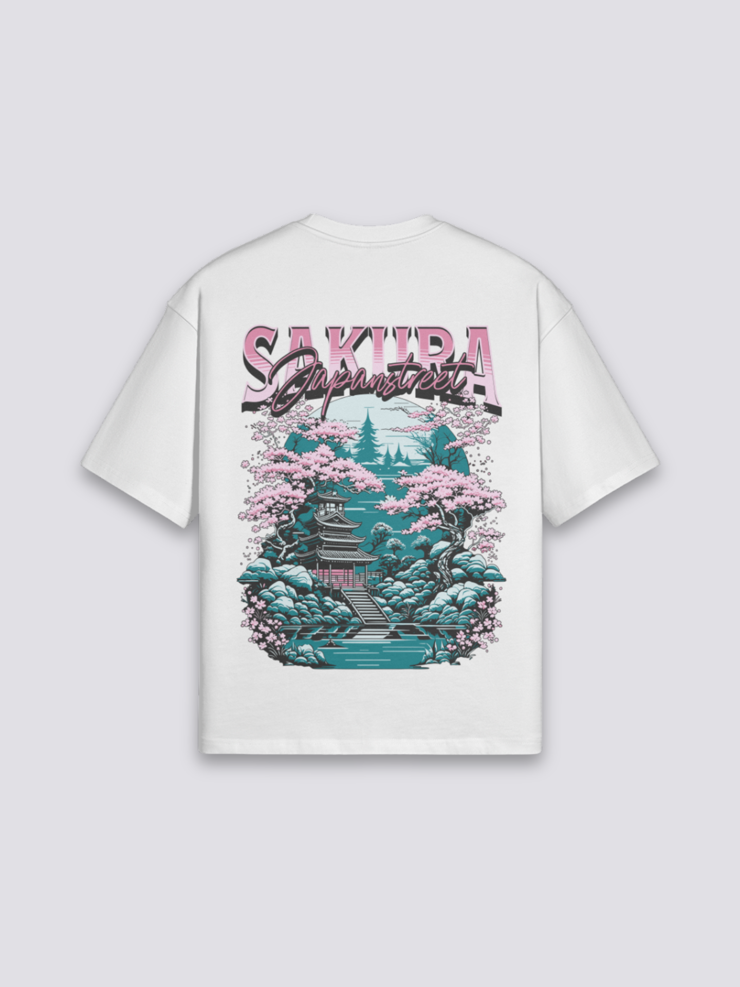 Camiseta Sakura blanco estampado japonés oversize
