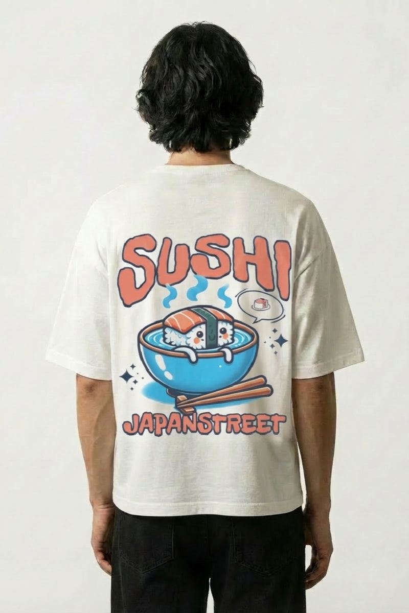 Camiseta sushi salmón estampado japonés oversize Ropa Japonesa