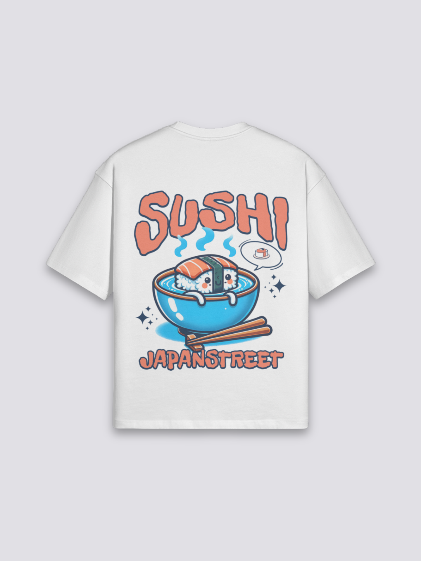 Camiseta sushi salmón estampado japonés oversize