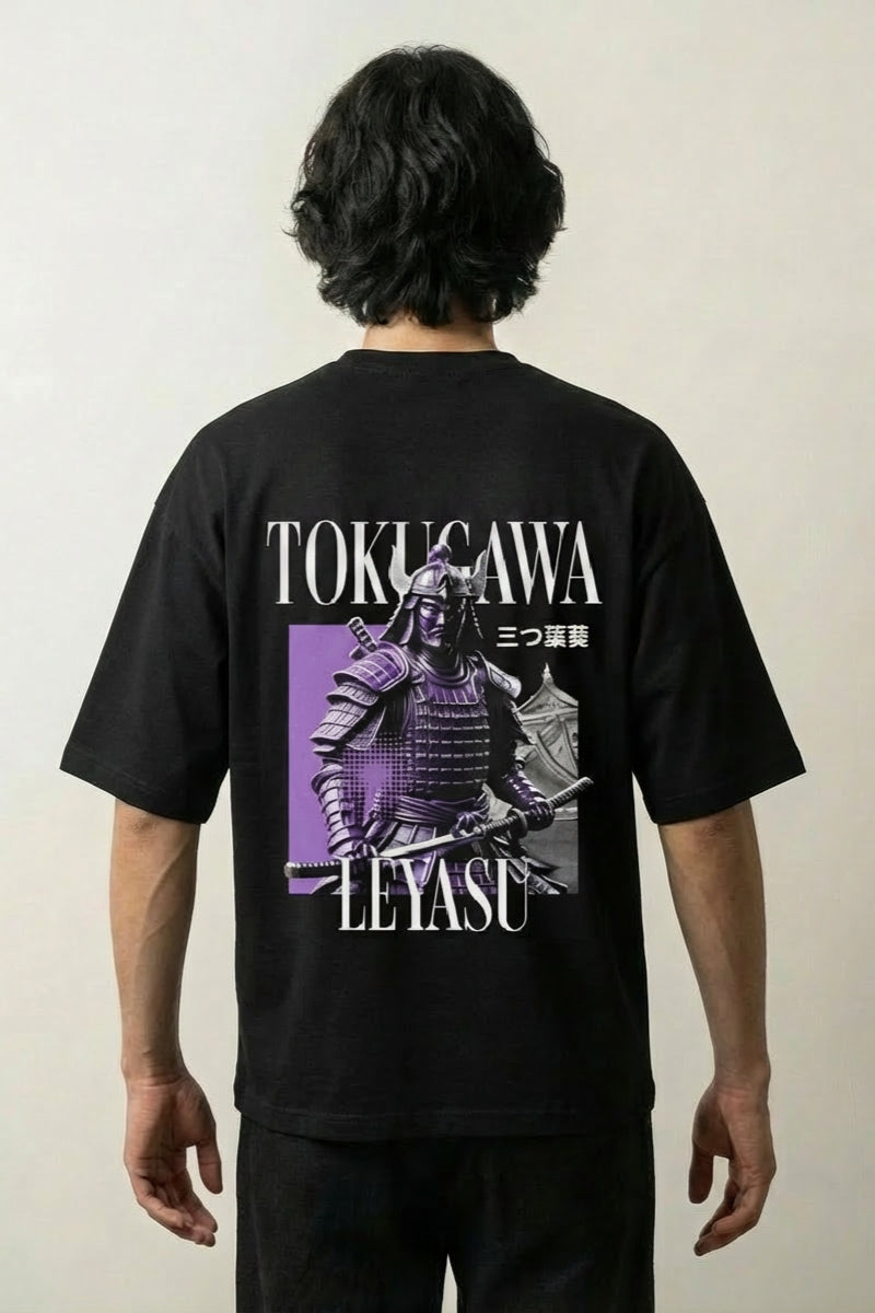 Camiseta Tokugawa Ieyasu - 三つ葉葵 — Negro
