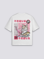 Camiseta tradicional japonesa blanco estampado japonés oversize