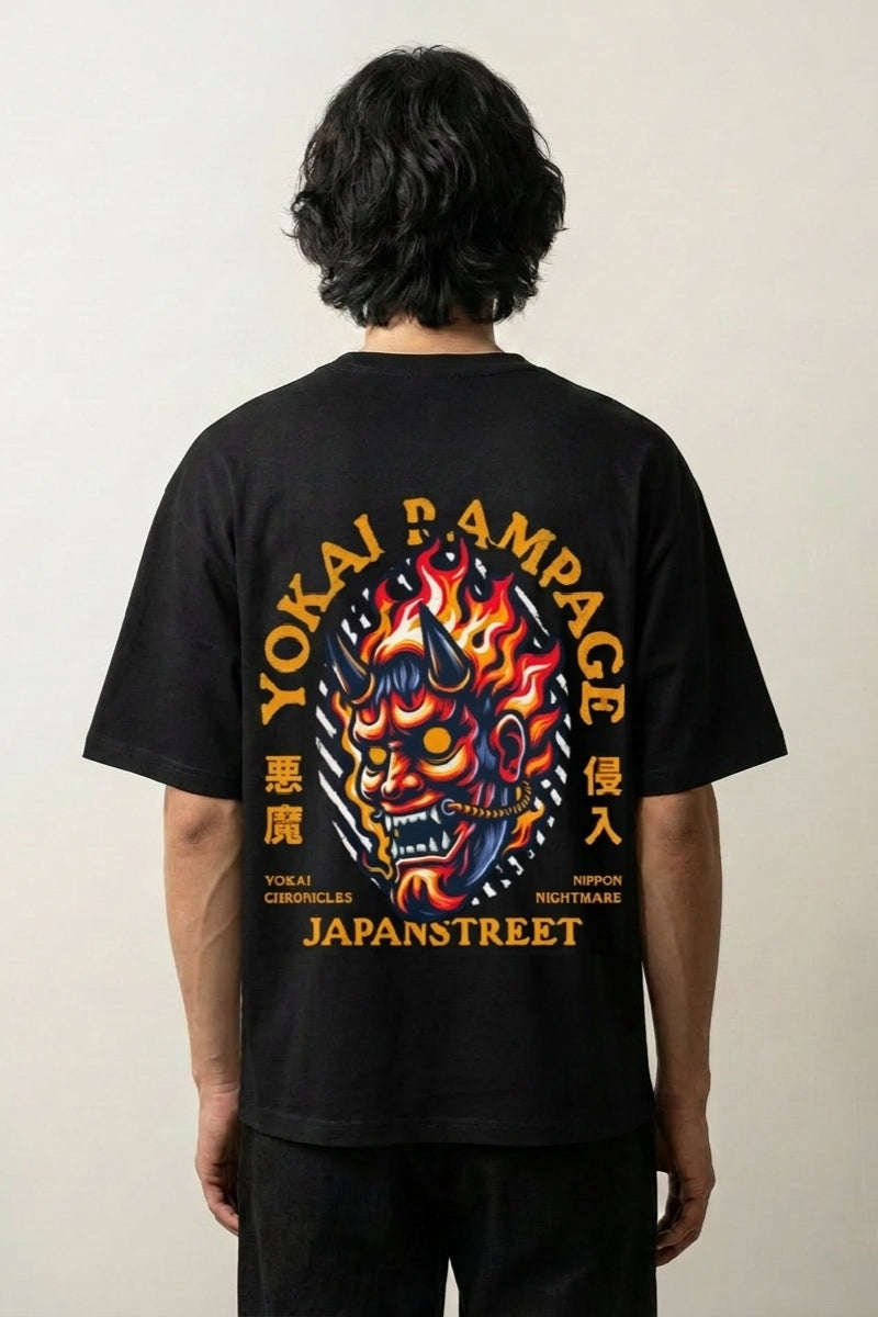Camiseta Yokai estampado japonés oversize Ropa Japonesa