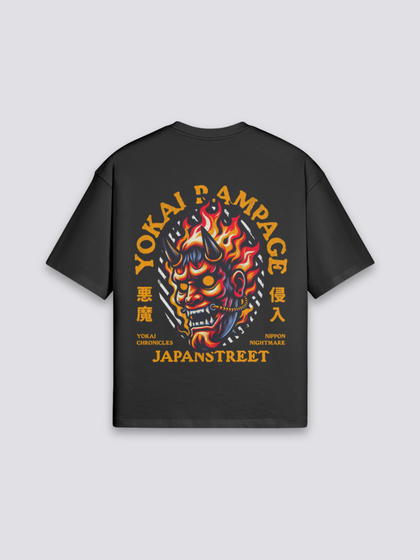 Camiseta Yokai estampado japonés oversize
