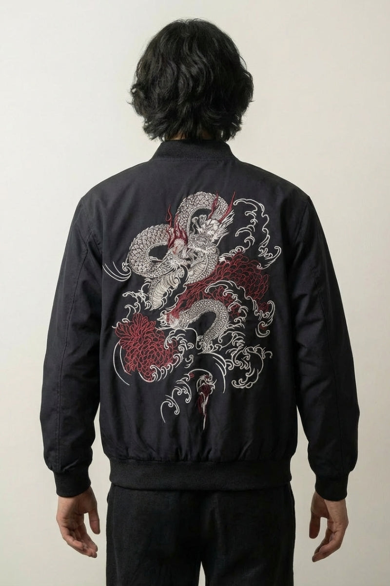 Cazadora japonesa Classical Ryu bordado en la espalda poliéster cazadora souvenir sukajan streetwear japonés Ropa Japonesa