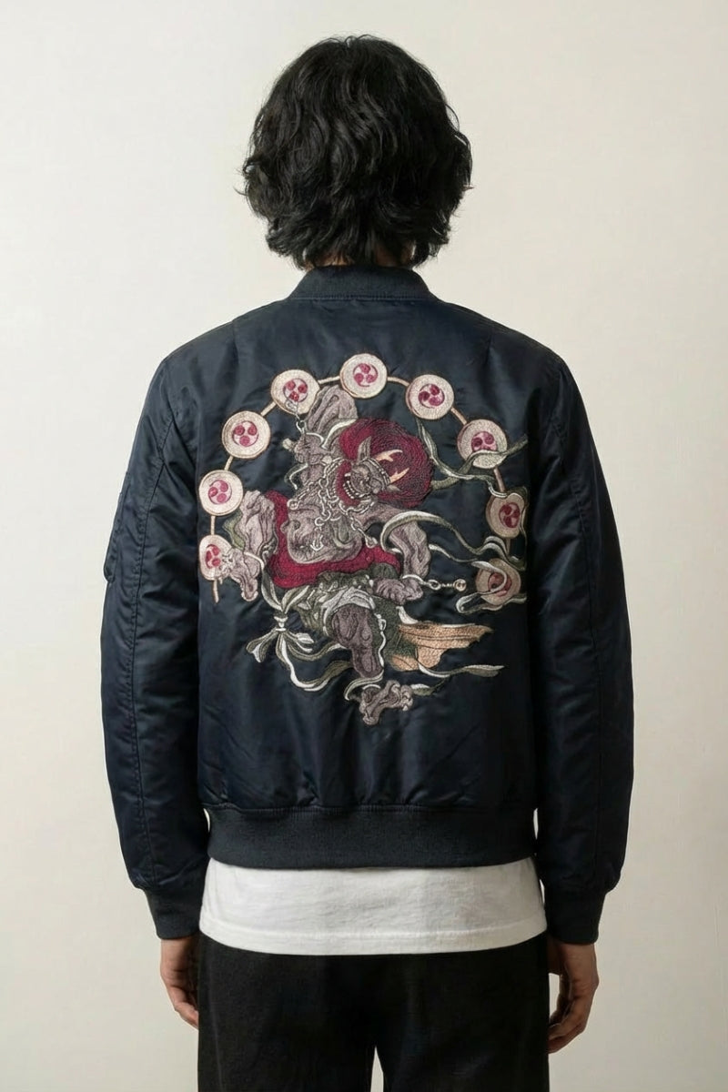 Cazadora japonesa Yokai Oniri bordado en la espalda poliéster cazadora souvenir sukajan streetwear japonés Ropa Japonesa