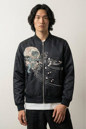 Cazadora japonesa Yokai Oniri vista trasera bordado poliéster cazadora souvenir sukajan streetwear japonés Ropa Japonesa
