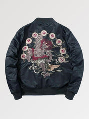 Cazadora japonesa Yokai Oniri vista trasera bordado poliéster cazadora souvenir sukajan streetwear japonés Ropa Japonesa