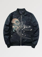 Cazadora japonesa Yokai Oniri vista trasera bordado poliéster cazadora souvenir sukajan streetwear japonés Ropa Japonesa