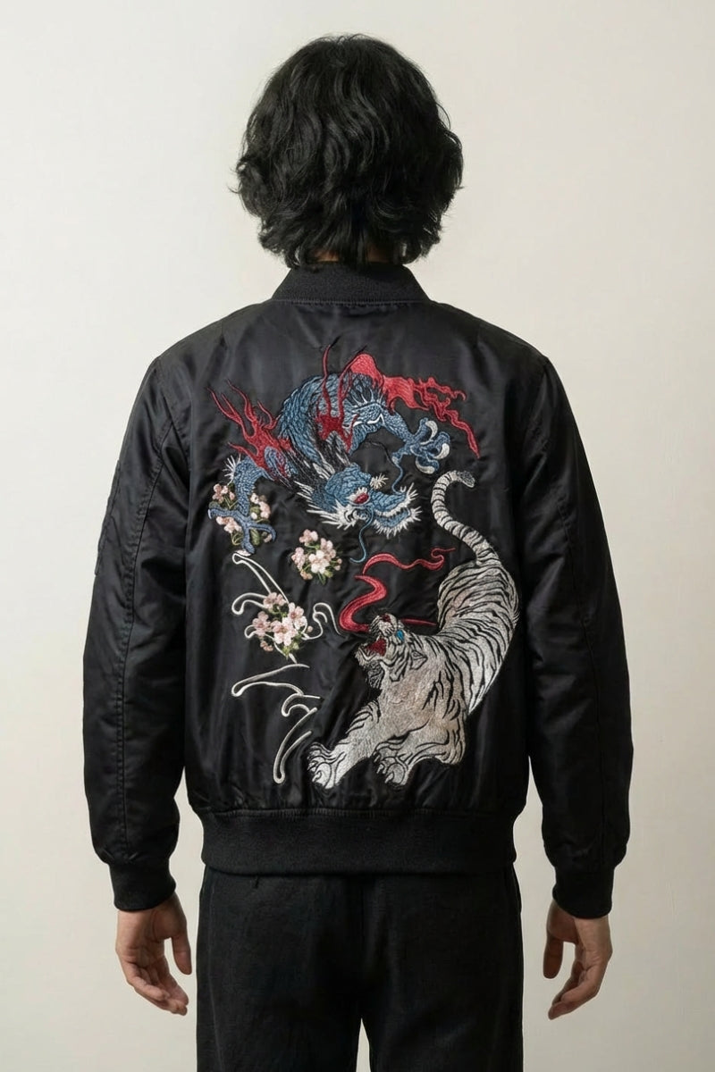 Cazadora japonesa bordada Kori bordado en la espalda poliéster cazadora souvenir sukajan streetwear japonés Ropa Japonesa