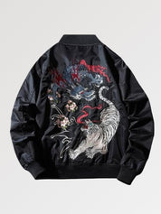 Cazadora japonesa bordada Kori vista trasera bordado poliéster cazadora souvenir sukajan streetwear japonés Ropa Japonesa