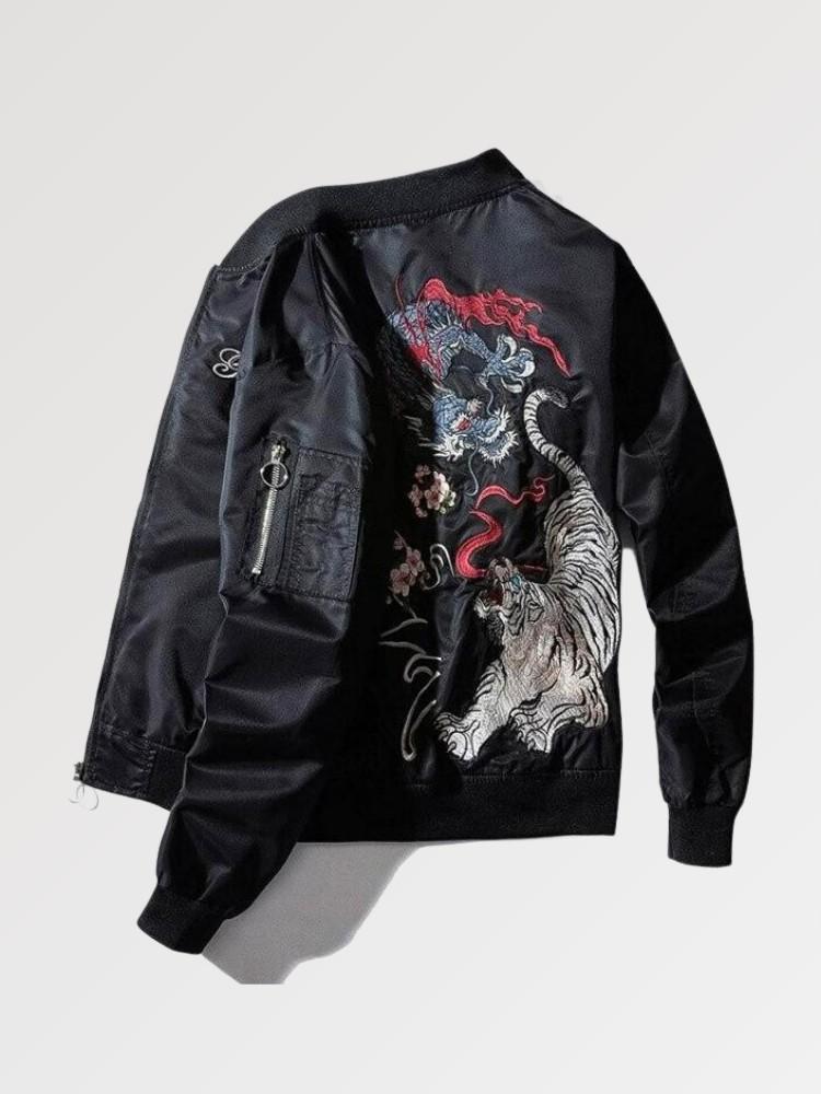 Cazadora japonesa bordada Kori vista trasera bordado poliéster cazadora souvenir sukajan streetwear japonés Ropa Japonesa