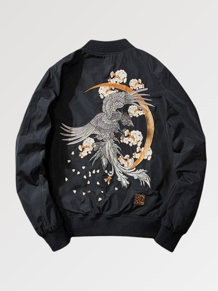 Chaqueta bomber de estilo japonés Yosukajan vista trasera bordado poliéster cazadora souvenir sukajan streetwear japonés Ropa Japonesa