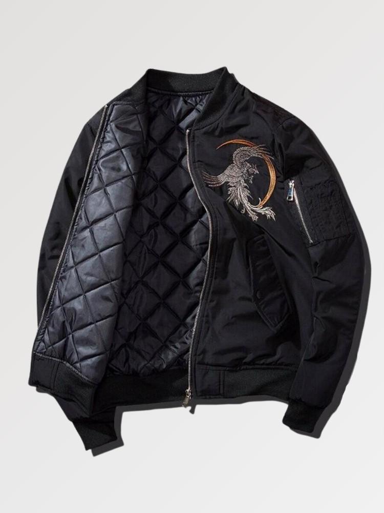 Chaqueta bomber de estilo japonés Yosukajan vista trasera bordado poliéster cazadora souvenir sukajan streetwear japonés Ropa Japonesa